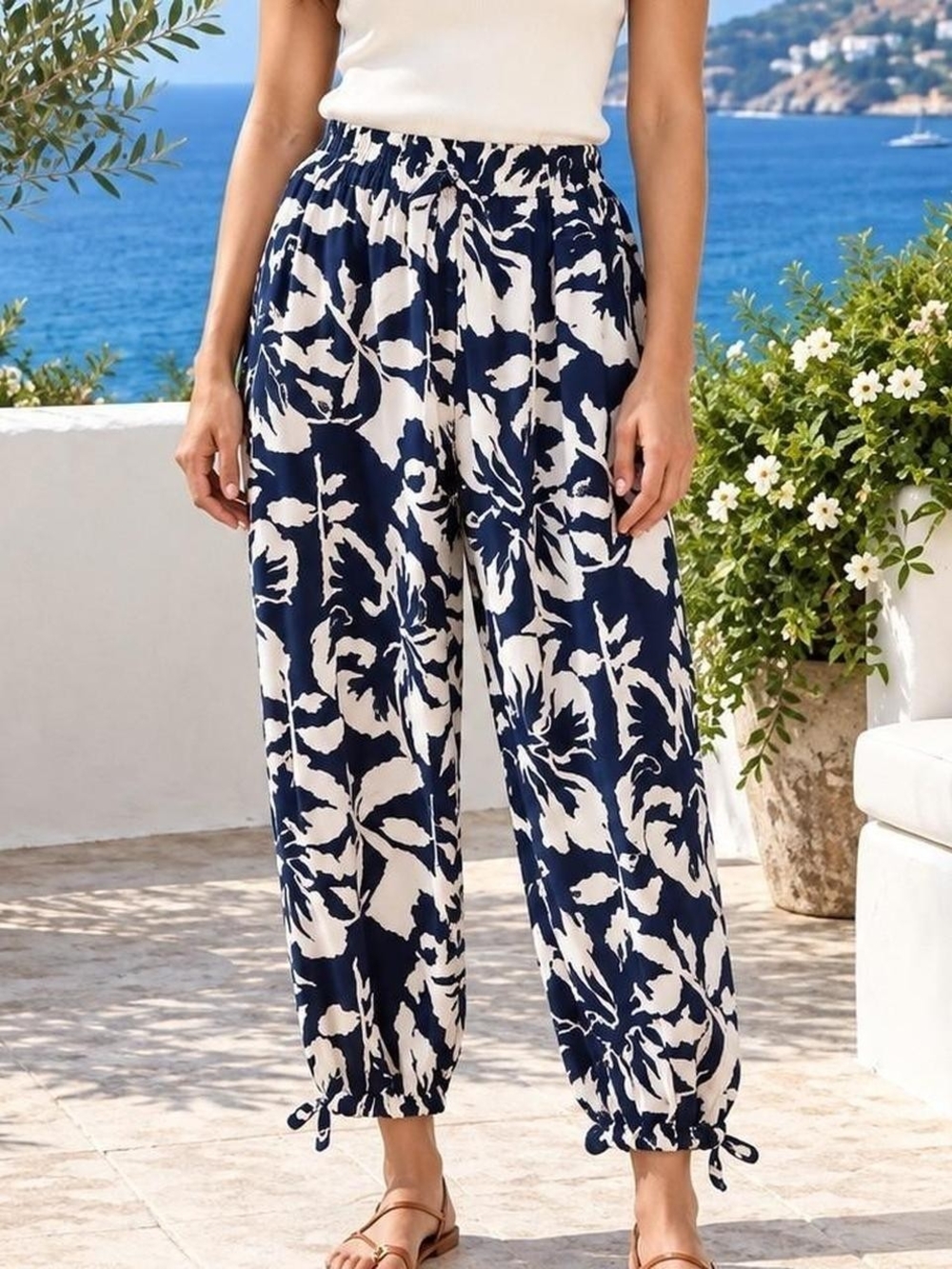 Calypso St. Barth floral linen blend pants size Large